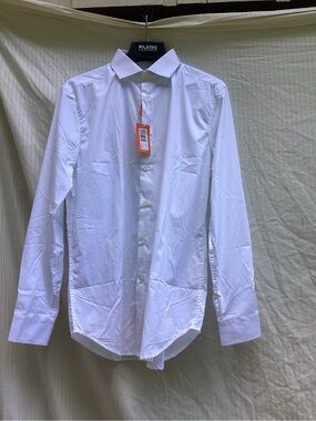Oppo Suits NWT white knight Men's White Long-Sleeve Button Dress Shirt, size L